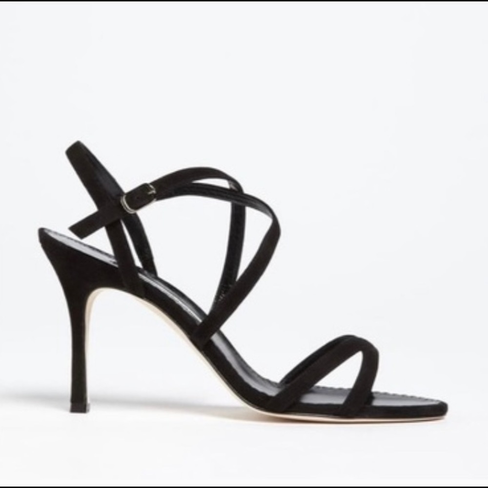 Manolo Blahnik Black Strappy Stiletto Sandals